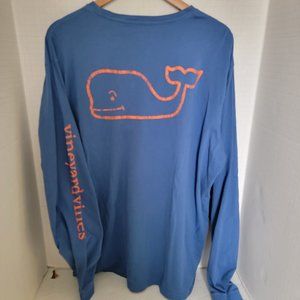 Blue Vineyard Vine Mens T Tee Shirt Long Sleeve Big Logo Whale Graphic XL